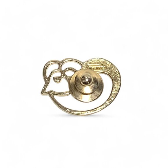 Vintage Avon Cat-Themed Pin With Pave Crystal Tail Minimalist Design Gold Tone - Picture 2 of 4